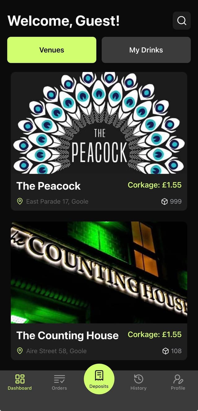 Corka venue dashboard